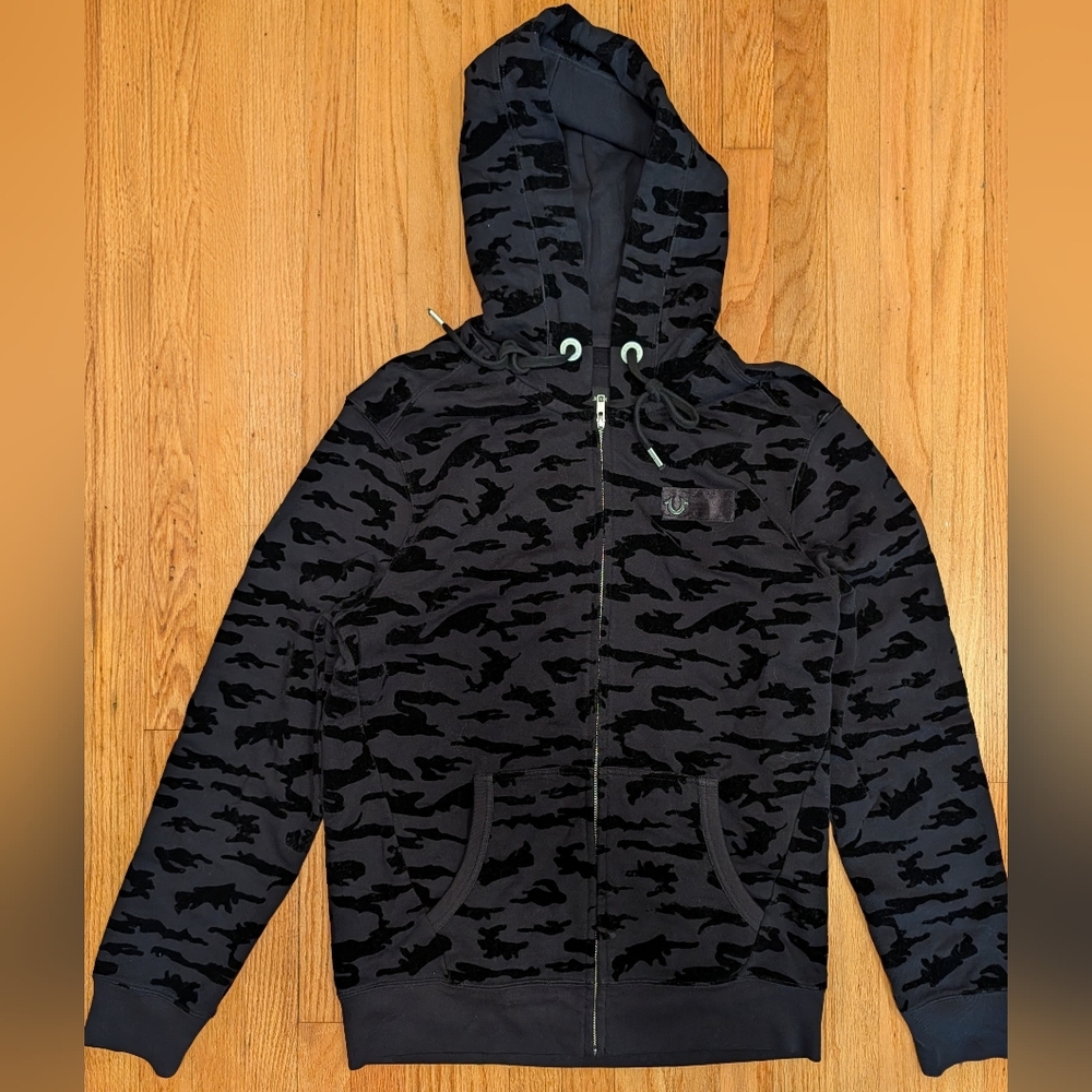 True Religion Men's Black Camouflage Hook Up